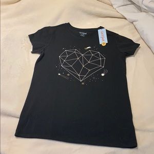 black t shirt with a heart